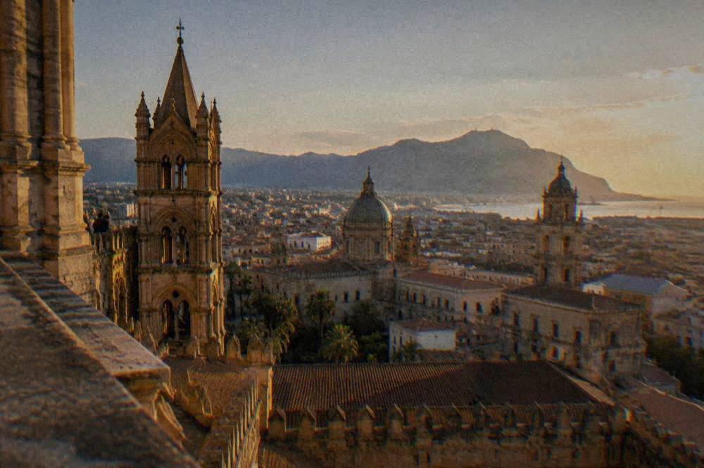 View over the rooftops and towers of central Palermo seen from a cathedral terrace