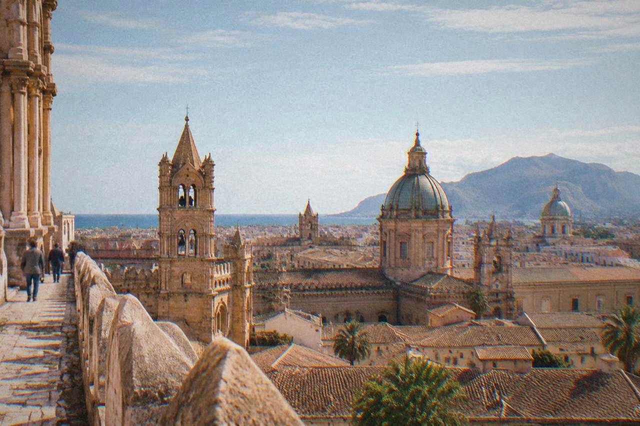 Palermo rooftops and domes seen from the Cathedral terrace under a clear sky