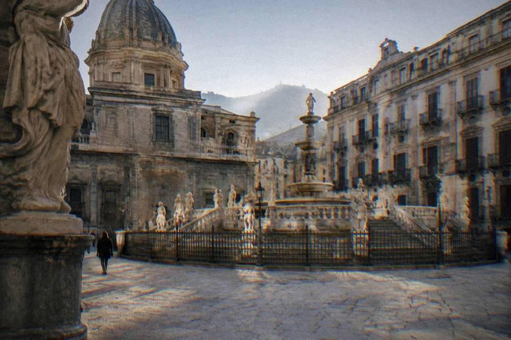 The Pretoria fountain square a short walk from the Quattro Canti in Palermo