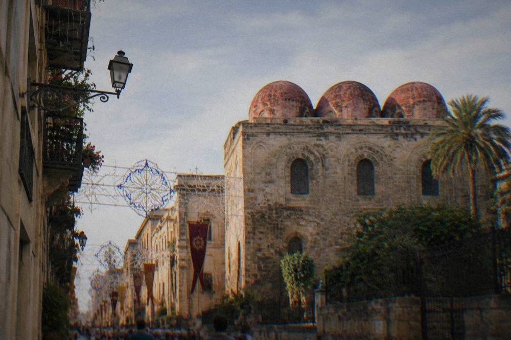 The Cassaro street in Palermo decorated for the July Festino of Saint Rosalia