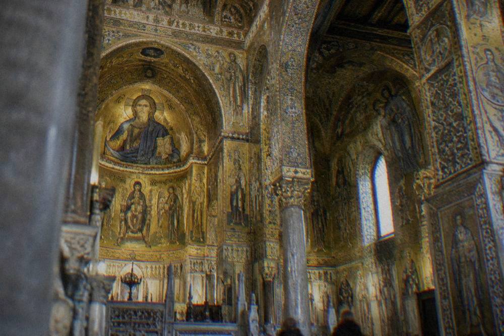The gold mosaic interior of the Palatine Chapel inside the Palazzo dei Normanni