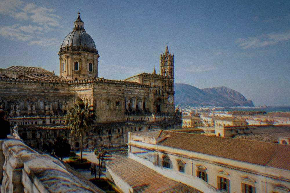 A soft winter light over Palermo Cathedral and the city rooftops