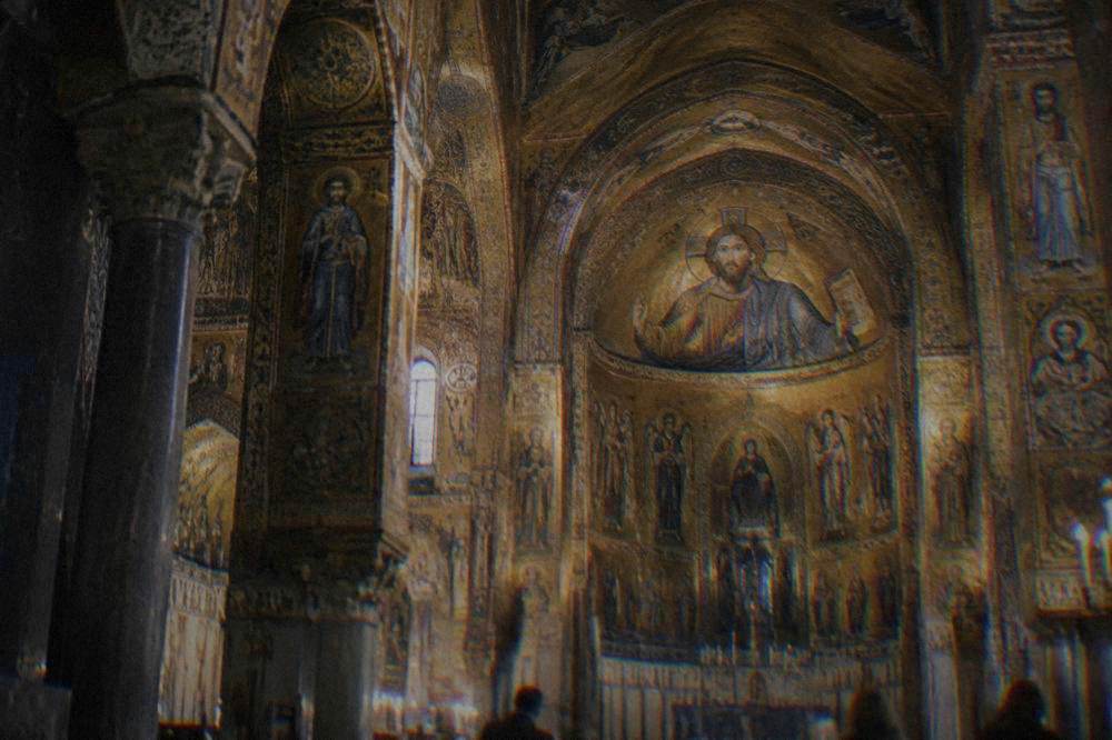 The gold mosaics inside the Palatine Chapel in Palermo